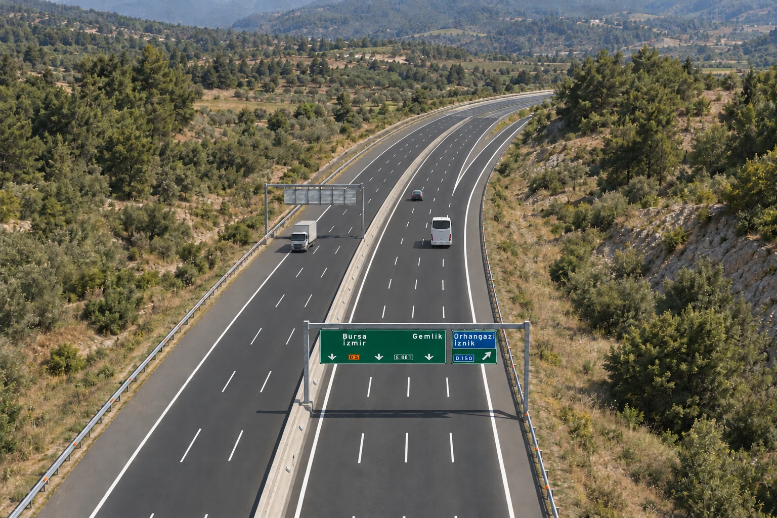 GRP sign-board paneling profile — Motorway information sign — approved aerial view