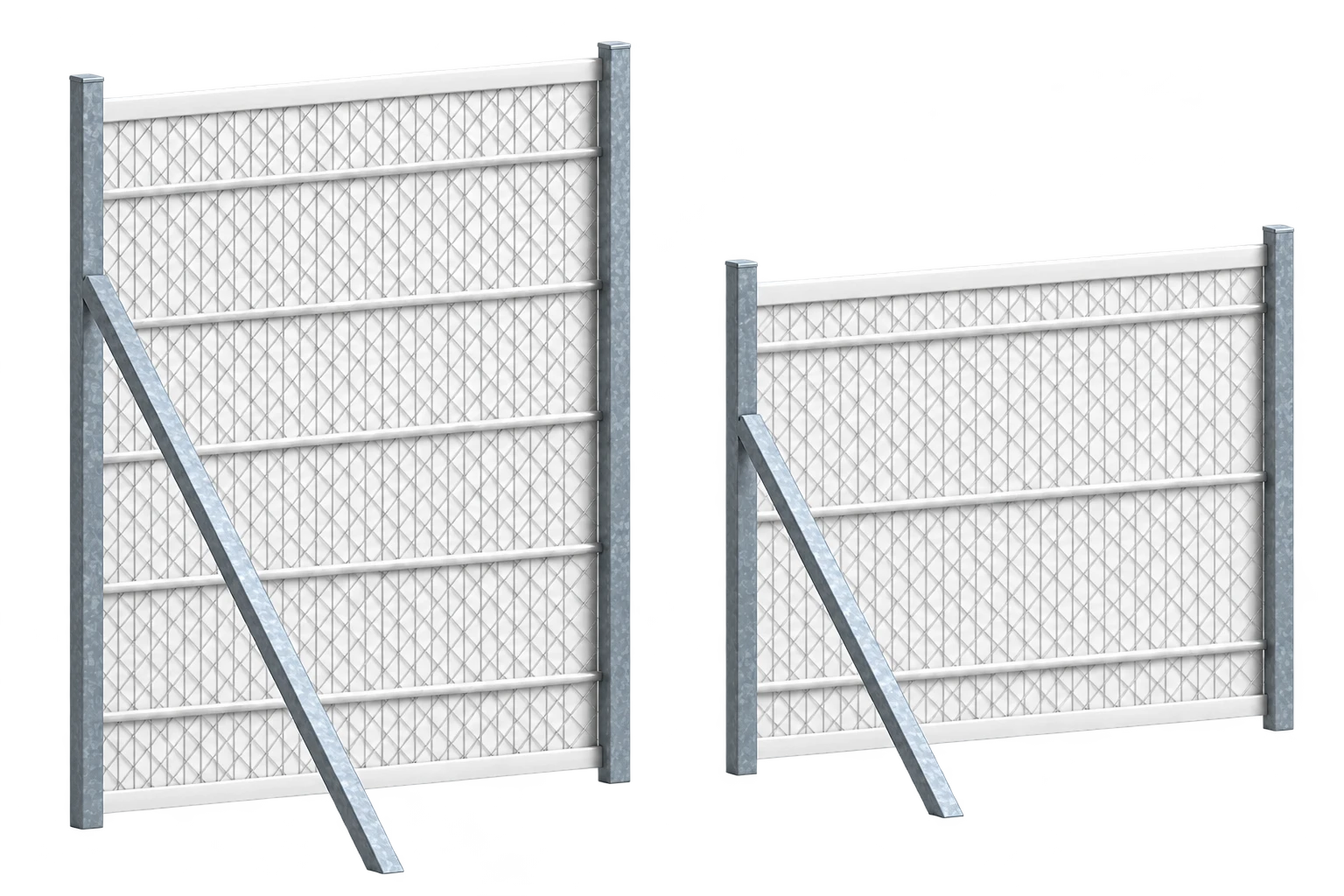 GRP snow fence — Two heights: 2.30 m (5 rails) and 1.50 m (3 rails)