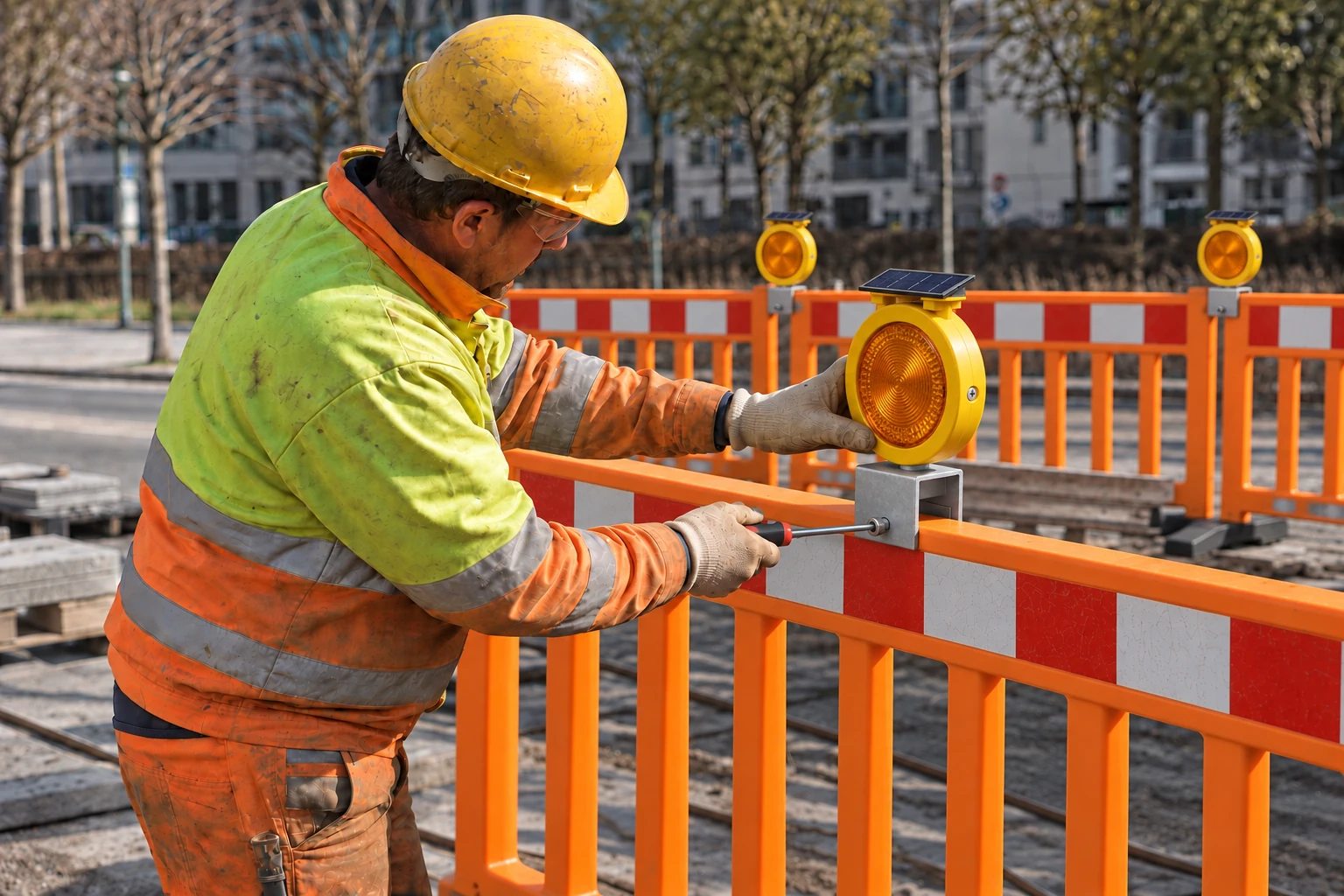 Solar & AC warning lamps — Installation — fastening the warning lamp to its support