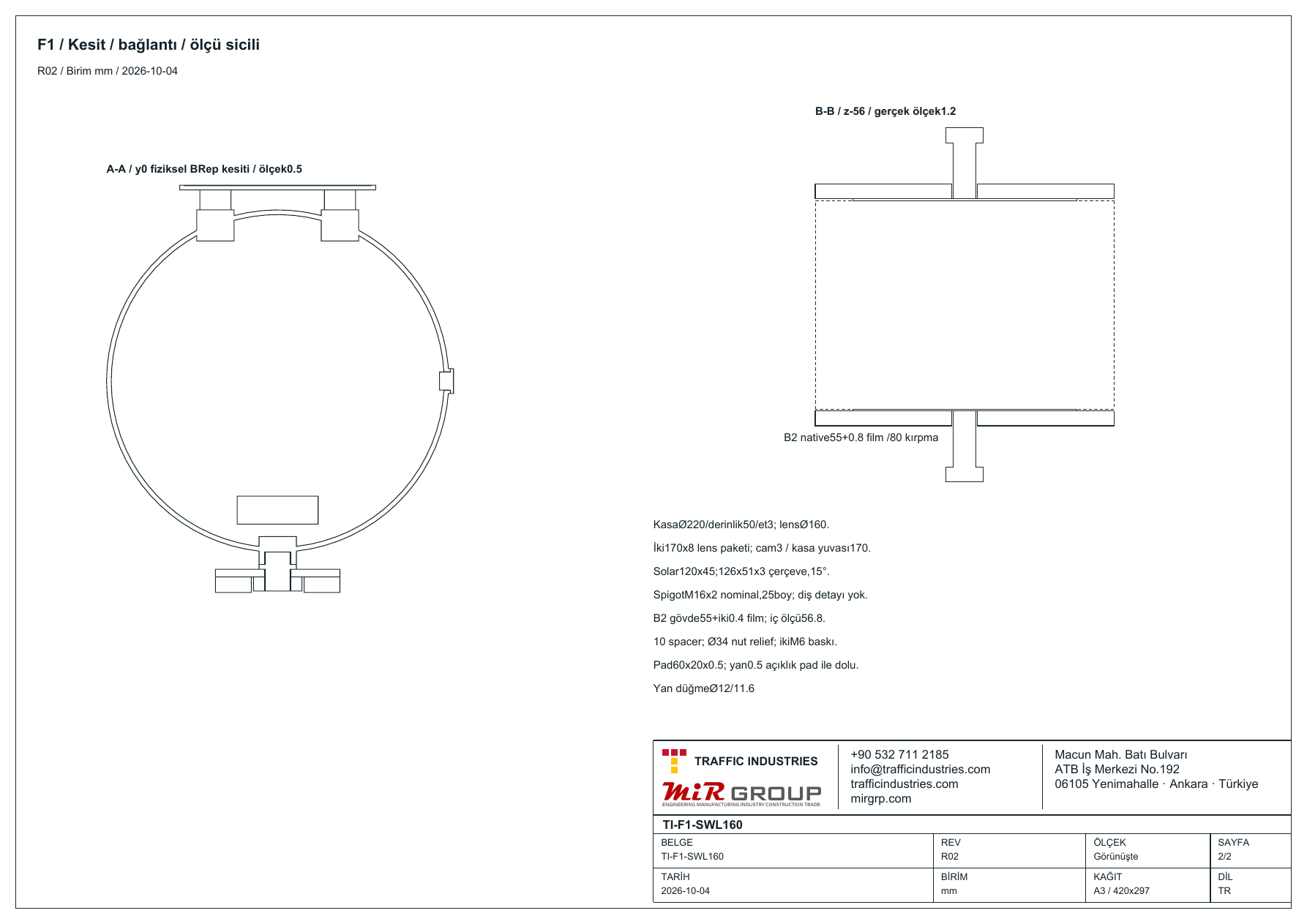 Solar & AC warning lamps — Technical drawing · sheet 2/2