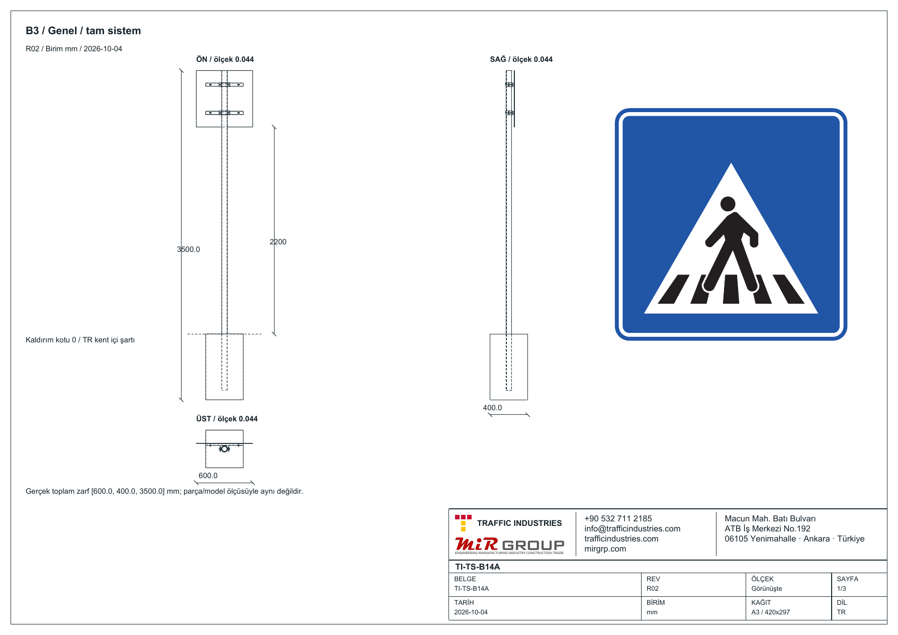 Verkehrszeichen — technische Zeichnung · Blatt 1/3